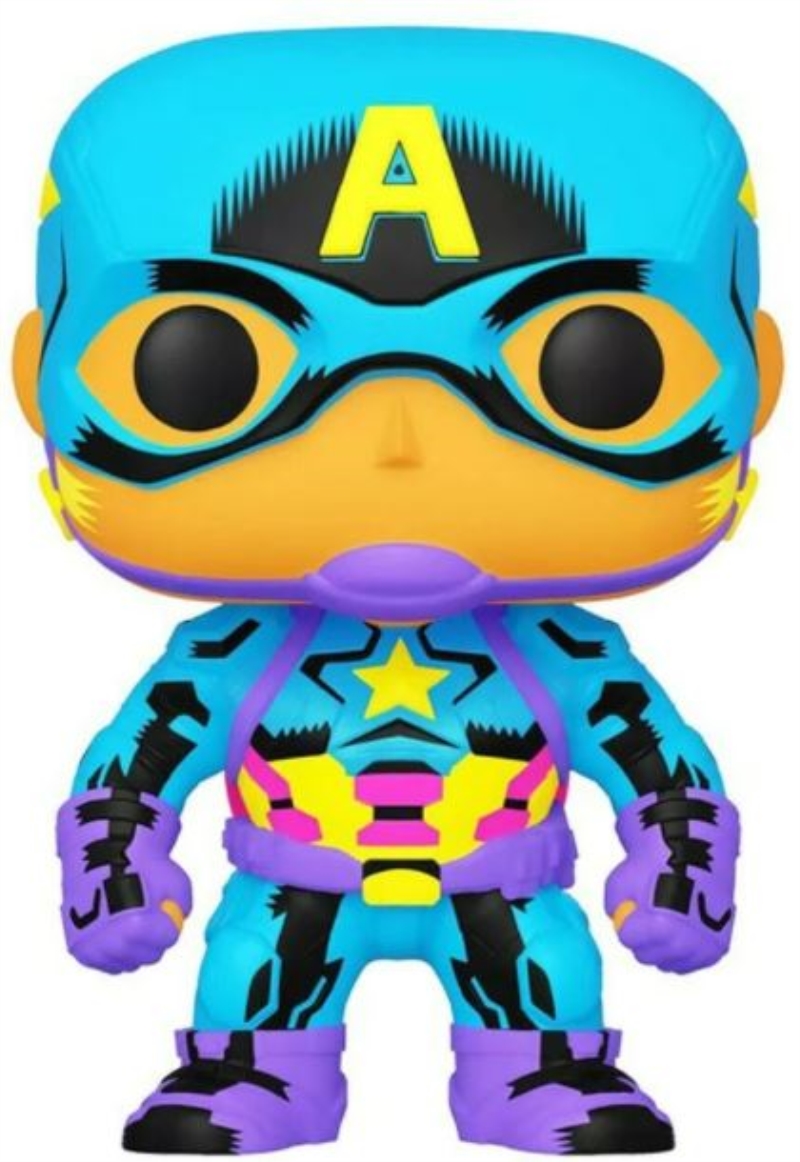 FUNKO ACTION FIGURES FUNKO POP MARVEL BLACK LIGHT: CAPTAIN AMERICA FUNKO ACTION FIGURES FUNKO POP MARVEL BLACK LIGHT: CAPTAIN AMERICA